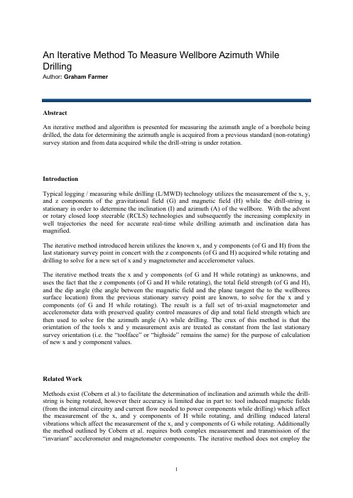First page of the technical paper on wellbore azimuth while drilling